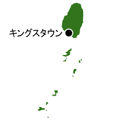 セントビンセント・グレナディーン諸島無料フリーイラスト｜首都名(緑)